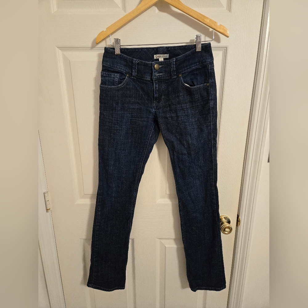 CAbi Dark Indigo Straight Leg Jeans Style #201 Dark Wash Lou Lou Size 2